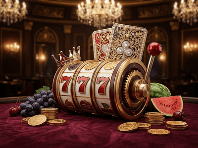 Premium online casino interface with chips and slots